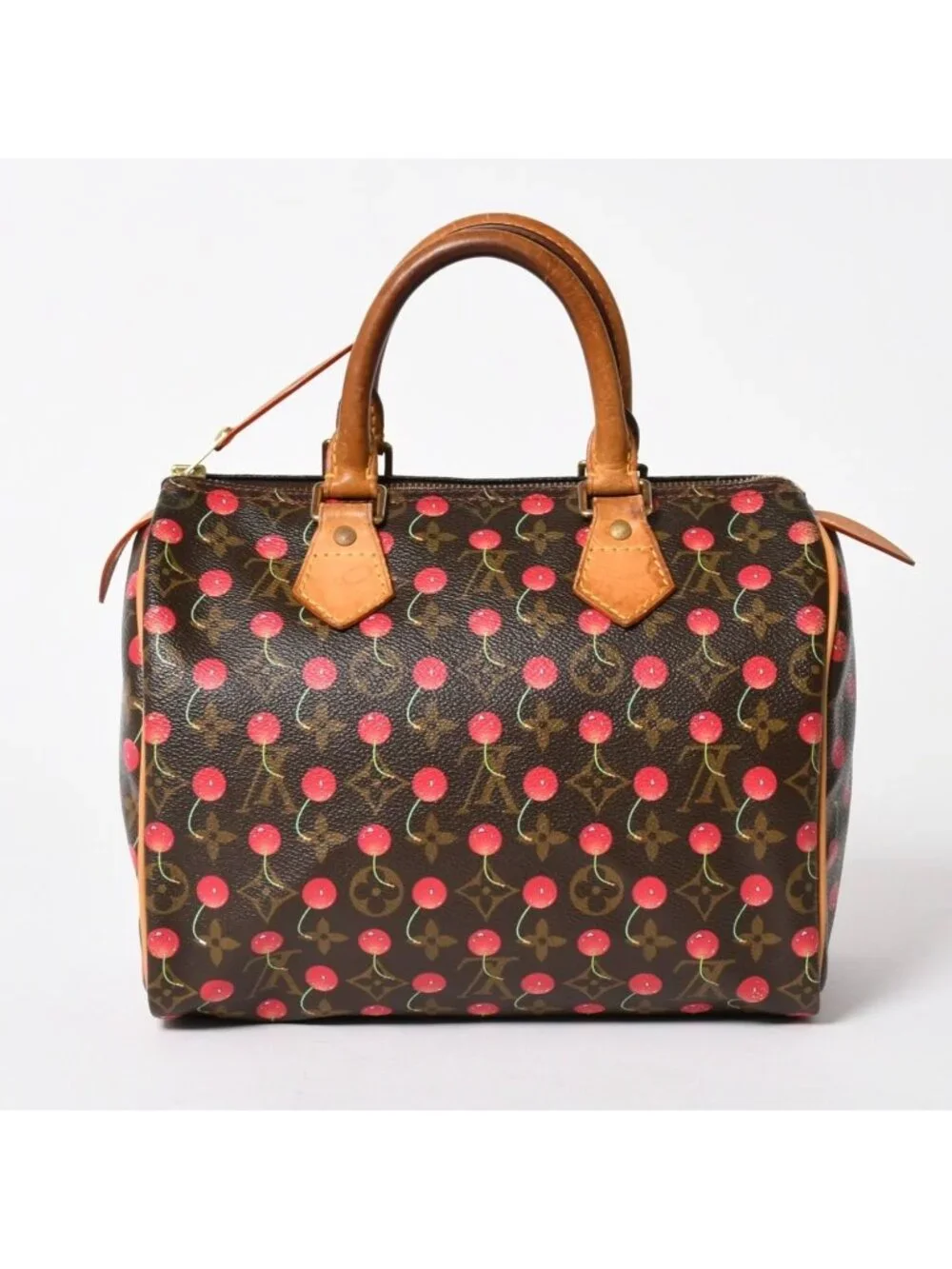 Louis Vuitton Speedy 25 Handbag Monogram Cherry Brown Takashi Murakami